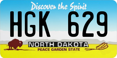 ND license plate HGK629