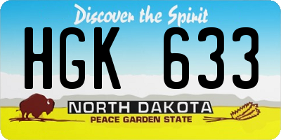 ND license plate HGK633