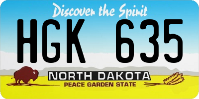 ND license plate HGK635