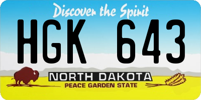 ND license plate HGK643