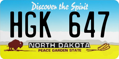 ND license plate HGK647