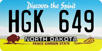 ND license plate HGK649