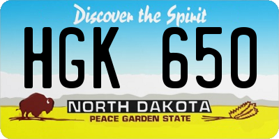 ND license plate HGK650