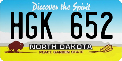 ND license plate HGK652