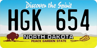 ND license plate HGK654