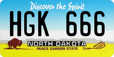 ND license plate HGK666