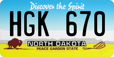 ND license plate HGK670