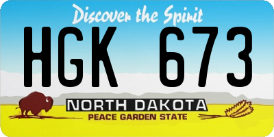 ND license plate HGK673