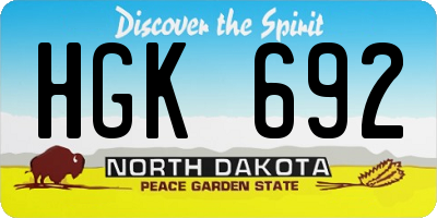 ND license plate HGK692
