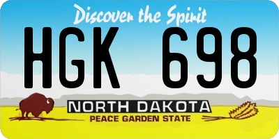 ND license plate HGK698