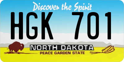 ND license plate HGK701