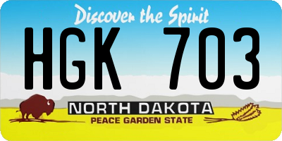 ND license plate HGK703