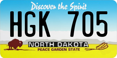 ND license plate HGK705