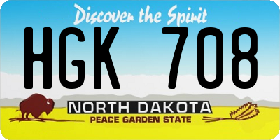 ND license plate HGK708