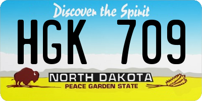 ND license plate HGK709