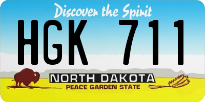 ND license plate HGK711