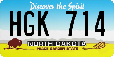 ND license plate HGK714