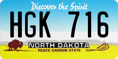 ND license plate HGK716