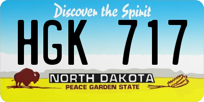 ND license plate HGK717