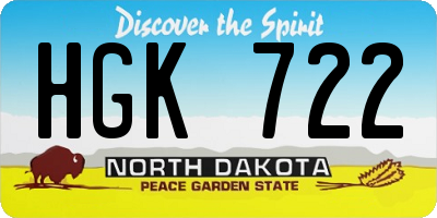 ND license plate HGK722