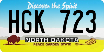 ND license plate HGK723