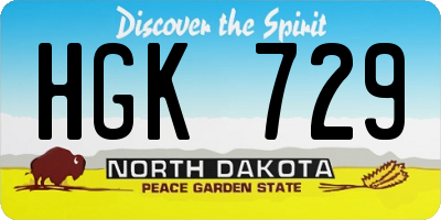 ND license plate HGK729