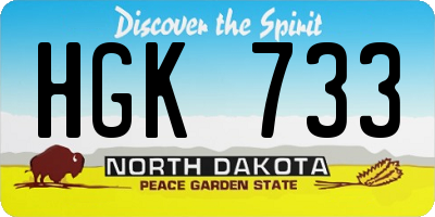 ND license plate HGK733