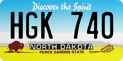 ND license plate HGK740