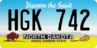 ND license plate HGK742
