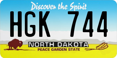 ND license plate HGK744