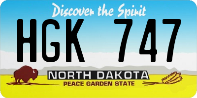 ND license plate HGK747