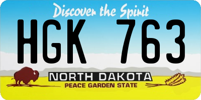 ND license plate HGK763