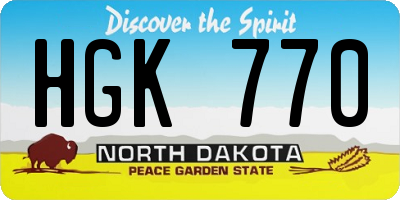 ND license plate HGK770