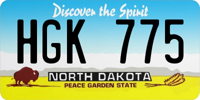 ND license plate HGK775