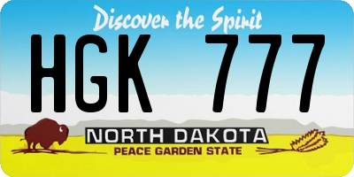 ND license plate HGK777