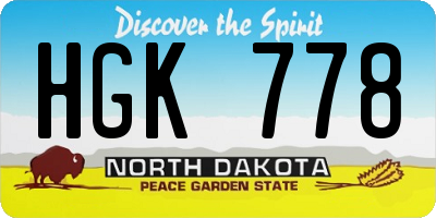 ND license plate HGK778
