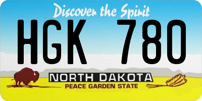 ND license plate HGK780