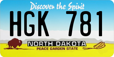 ND license plate HGK781