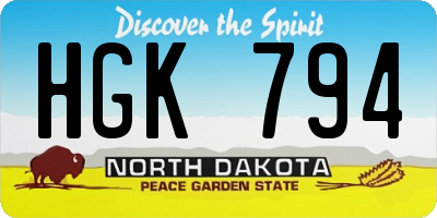 ND license plate HGK794