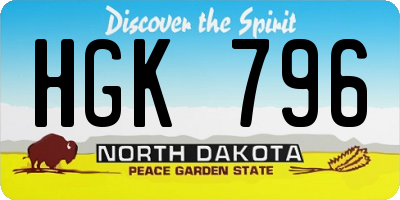 ND license plate HGK796