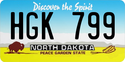 ND license plate HGK799