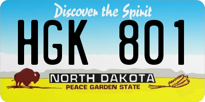 ND license plate HGK801