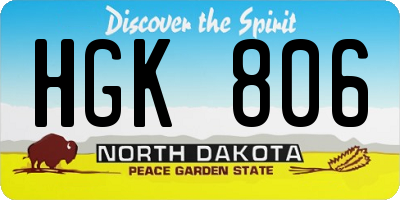 ND license plate HGK806