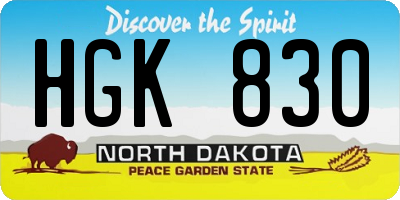 ND license plate HGK830