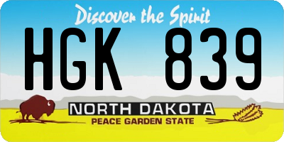 ND license plate HGK839