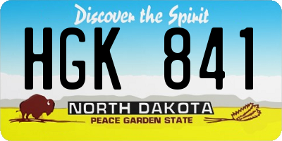 ND license plate HGK841
