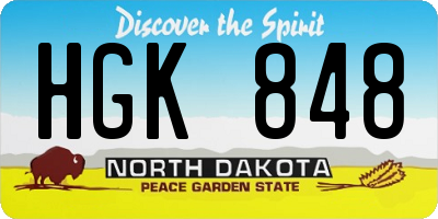 ND license plate HGK848