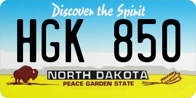 ND license plate HGK850