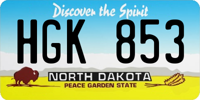 ND license plate HGK853