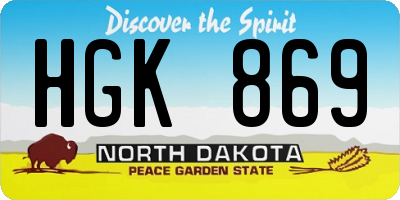ND license plate HGK869